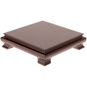 Plymor Walnut Square Wood Veneer Footed Display Base, 7.5" W x 7.5" D x 1.75" H (7" x 7" Display Area)