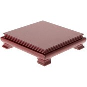 Plymor Red Square Wood Veneer Footed Display Base, 7.5" W x 7.5" D x 1.75" H (7" x 7" Display Area)