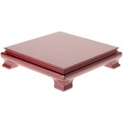 Plymor Red Square Wood Veneer Footed Display Base, 8.625" W x 8.625" D x 2" H (8" x 8" Display Area)