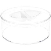 Pioneer Plastics 016C Clear Small Round Plastic Container with Pinch Style Lid, 3.3125" W x 1.3125" H