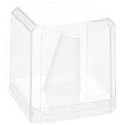 Pioneer Plastics 020C-UV Clear Acrylic Ring Finger Display Case with Clear Base (UV Resistant), 2.25" W x 2.25" D x 2.5" H