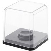 Pioneer Plastics 020CGOLF-BB-UV Clear Plastic Golf Ball Display Case with Black Base (UV Resistant), 2.125" W x 2.125" D x 2" H