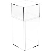 Pioneer Plastics 048C Clear Large Tall Rectangular Plastic Container, 3.75" W x 3.75" D x 8.25" H