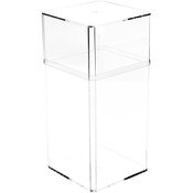 Pioneer Plastics 048C Clear Large Tall Rectangular Plastic Container, 3.75" W x 3.75" D x 8.25" H