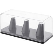 Pioneer Plastics 143C3RING-BB-UV Clear Plastic 3 Replica Ring Display Case with Black Base (UV Resistant), 6.125" W x 2.625" D x 2.25" H