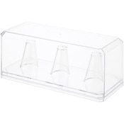 Pioneer Plastics 143C3RING-BC-UV Clear Plastic 3 Replica Ring Display Case with Clear Base (UV Resistant), 6.125" W x 2.625" D x 2.25" H