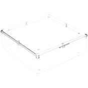 Pioneer Plastics 156C Clear Square Plastic Container, 4.3125" W x 4.3125" D x 1.375" H