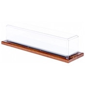 Pioneer Plastics 633CDWOOD Clear Plastic Display Case for 1:64 Scale Trucks with Wood Base (Mirrored),15.625" W x 3.5" D x 3" H