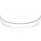Pioneer Plastics 173C Clear Round Plastic Container with Frosted Bottom, 6" W x 1.375" H