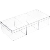 Pioneer Plastics 182C Clear Rectangular Plastic Container with Dividers, 6.75" W x 3.1875" D x 1.625" H