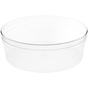 Pioneer Plastics 183C Clear Round Plastic Container with Frosted Bottom, 6.875" W x 2.625" H