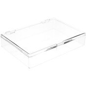 Pioneer Plastics 575C Clear Rectangular Plastic Container with Snap Closure Lid, 7" W x 5" D x 1.25" H