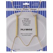 Plymor Gold Finish Wall Mountable Tray and Platter Hanger, 8.25" H x 4.75" W x 0.875" D (For Trays or Platters 10" - 16")