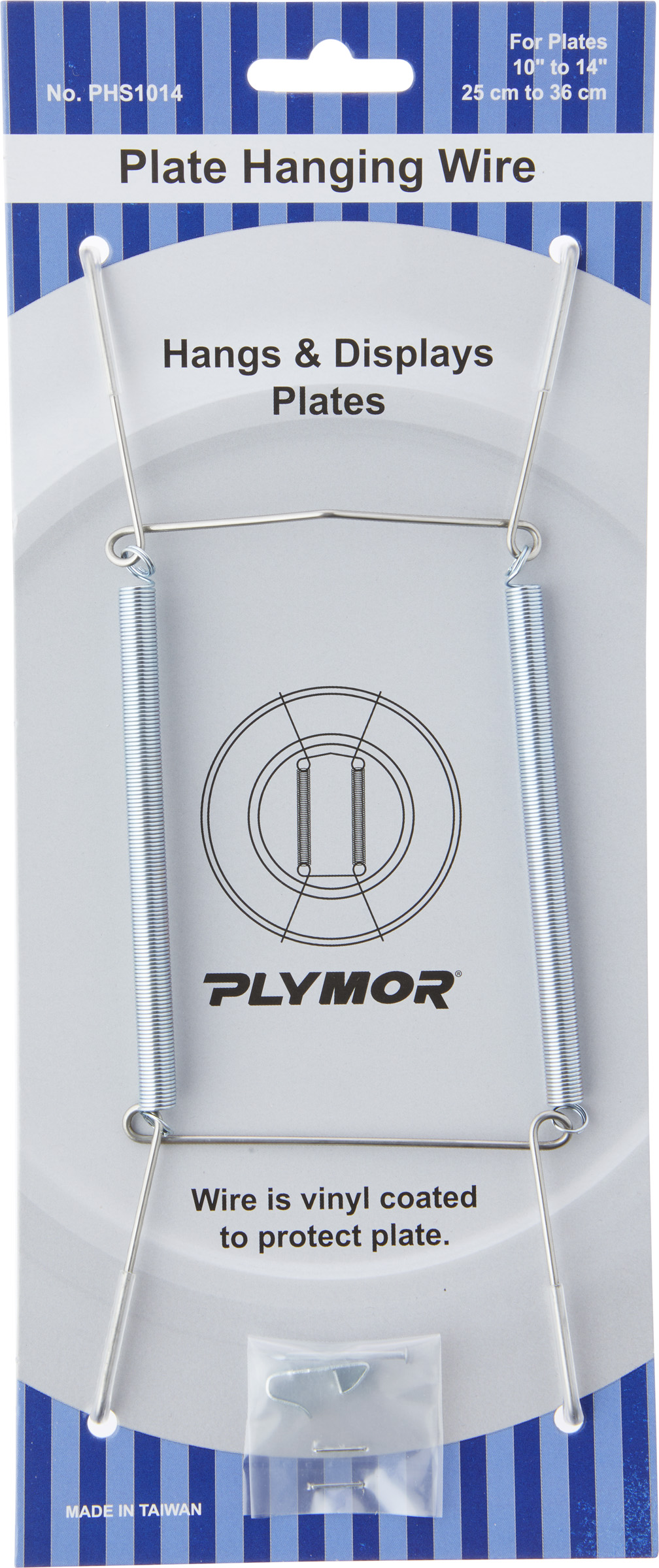 Plymor Stainless Steel Wall Mountable Plate Hanger, 8" H x 3" W x 0.5" D (For Plates 10" - 14")