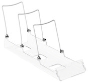 Adjustable Wire & Acrylic Easel, 4" W x 5.75" H with (3) 4" ledges and .5" lip, White/Clear