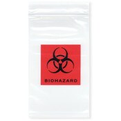 Plymor 3" x 5" (Pack of 100), 2 Mil Biohazard Zipper Reclosable Bags