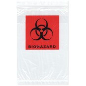 Plymor 6" x 9" (Pack of 100), 2 Mil Biohazard Zipper Bags with Pouch