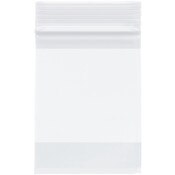 Plymor 3" x 4" (Pack of 100), 2 Mil with White-Block Zipper Reclosable Plastic Bags