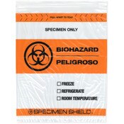 Plymor 12" x 15" (Pack of 100), 2 Mil Biohazard Zipper Bags with Pouch and Tear-Off Zip Top