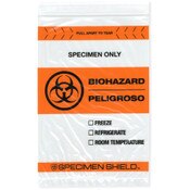 Plymor 6" x 9" (Pack of 100), 2 Mil Biohazard Zipper Bags with Pouch and Tear-Off Zip Top