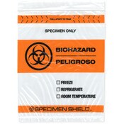 Plymor 8" x 10" (Pack of 100), 2 Mil Biohazard Zipper Bags with Pouch and Tear-Off Zip Top