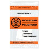 Plymor 6" x 9" (Pack of 100), 2 Mil Biohazard Zipper Bags with Absorbent Pad, Back Pouch, and Tear-Off Zip Top